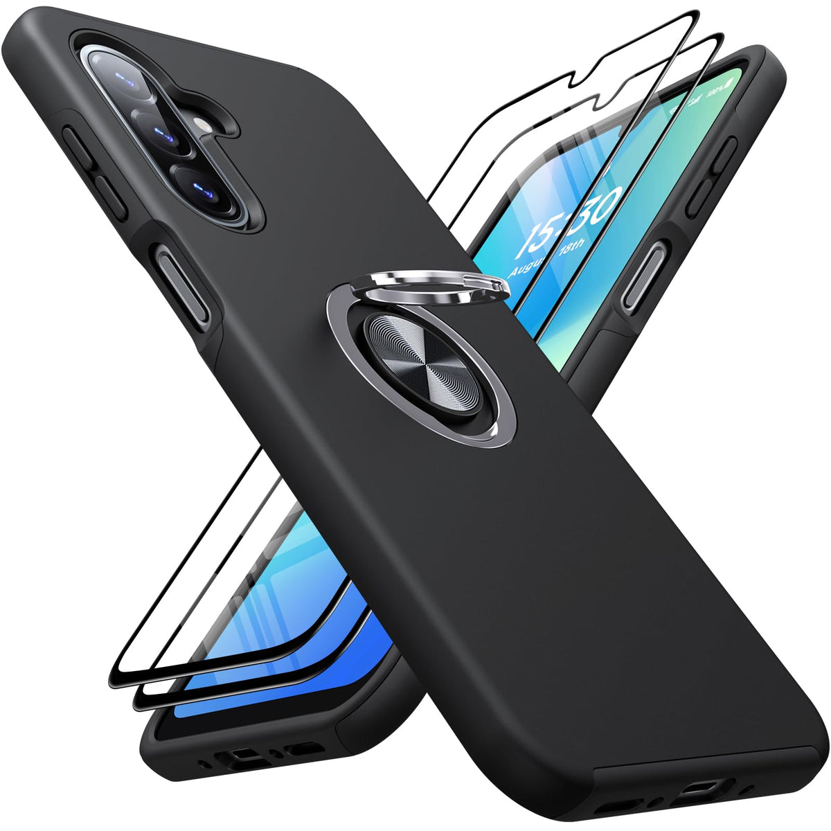 Shockproof phone case for Samsung Galaxy A56 5G, includes two screen protectors.
