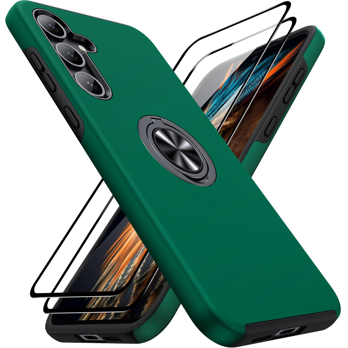 Shockproof phone case for Samsung Galaxy A56 5G, includes two screen protectors.
