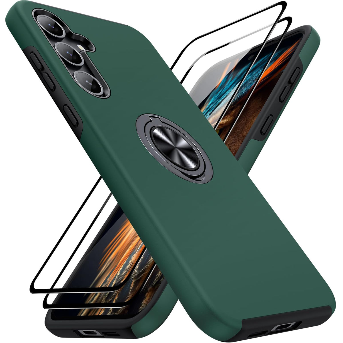 Shockproof phone case for Samsung Galaxy A56 5G, includes two screen protectors.