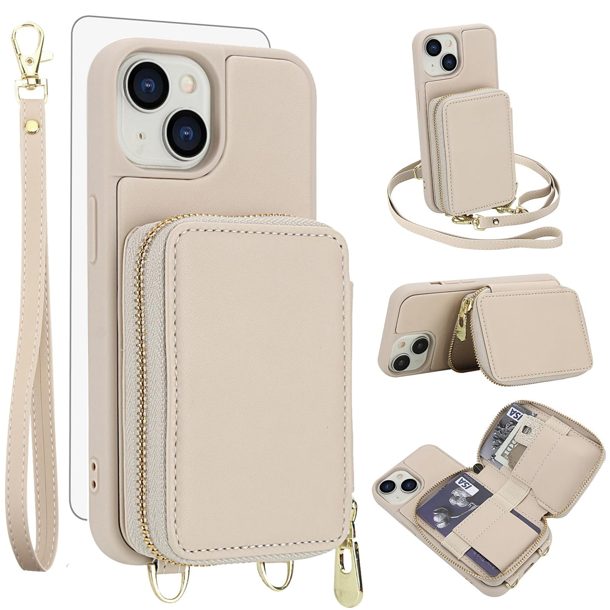 PU+TPU Leather Wallet Case With Screen Protector for iPhone 17 Pro Max
