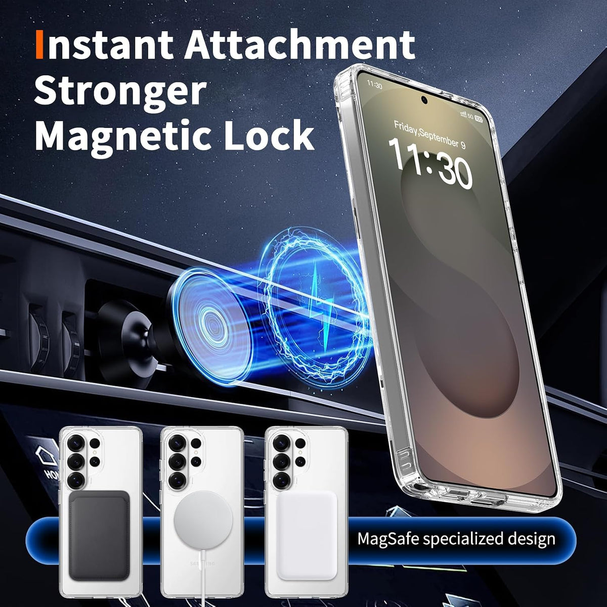 Hard PC transparent magnetic phone case for Samsung Galaxy S26 Ultra