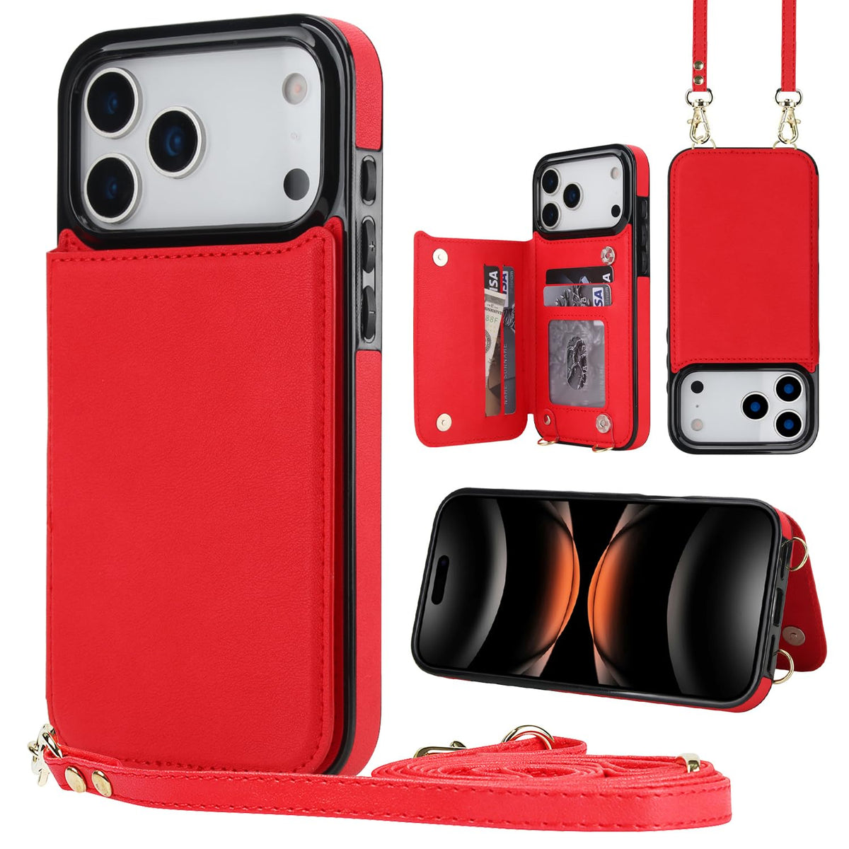 Wallet PU Leather Phone Case for iPhone 17 Pro RFID Blocking 
