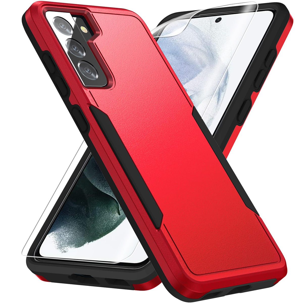 Military-grade shockproof phone case for Samsung Galaxy S21，Includes 1 tempered glass screen protector