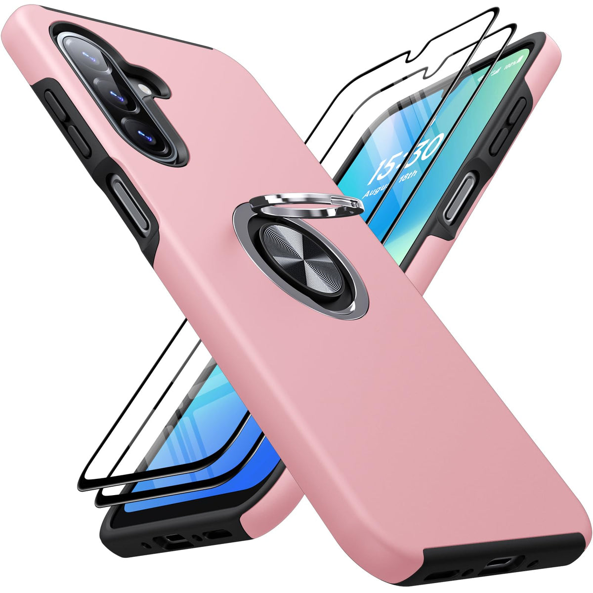 Shockproof phone case for Samsung Galaxy A56 5G, includes two screen protectors.
