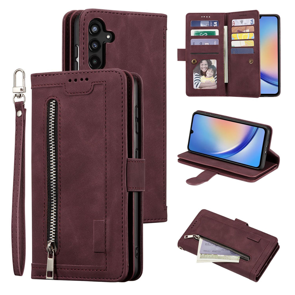 Wallet-style leather phone case for Samsung Galaxy S26 Ultra, retro style