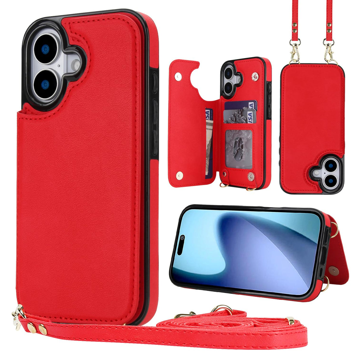 Wallet PU Leather Phone Case for iPhone 17 Pro RFID Blocking 