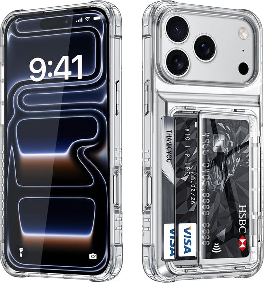 Shockproof hard PC case for iPhone 17 Pro with card slot
