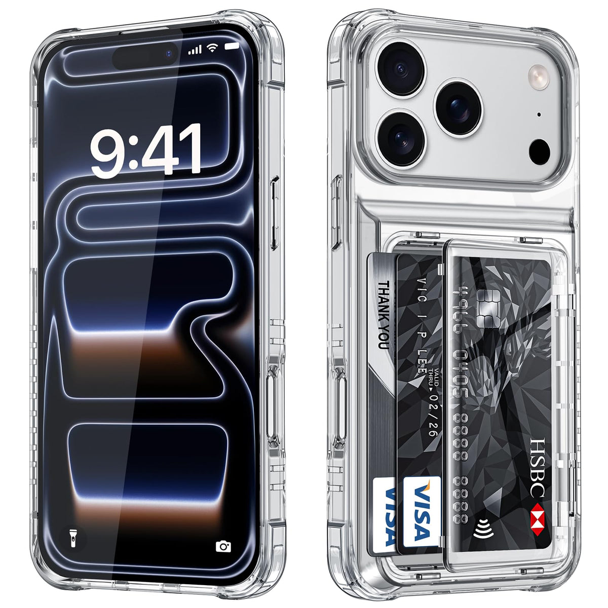 Shockproof hard PC case for iPhone 17 Pro with card slot