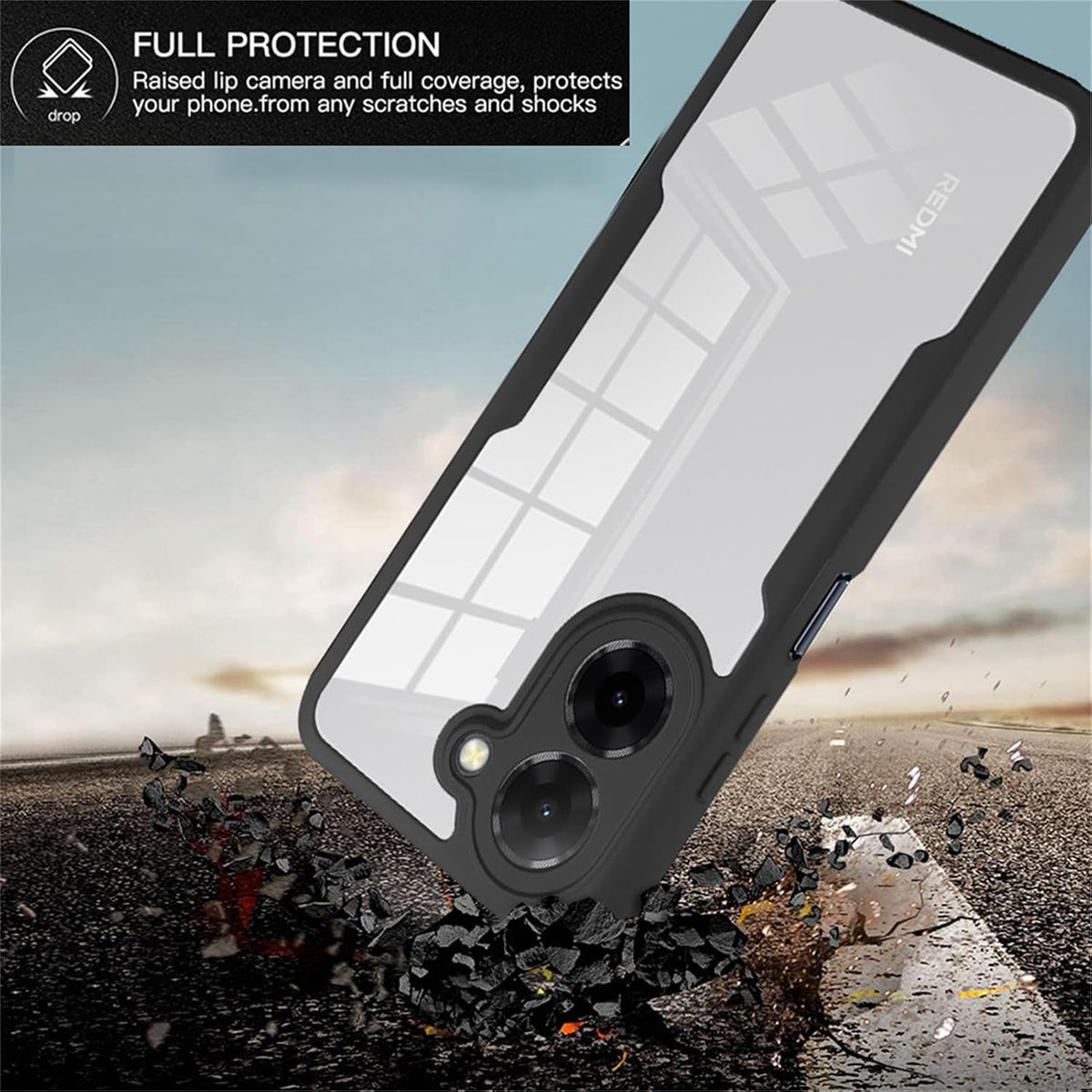 Transparent full-coverage shockproof phone case for Xiaomi Redmi A5 4G