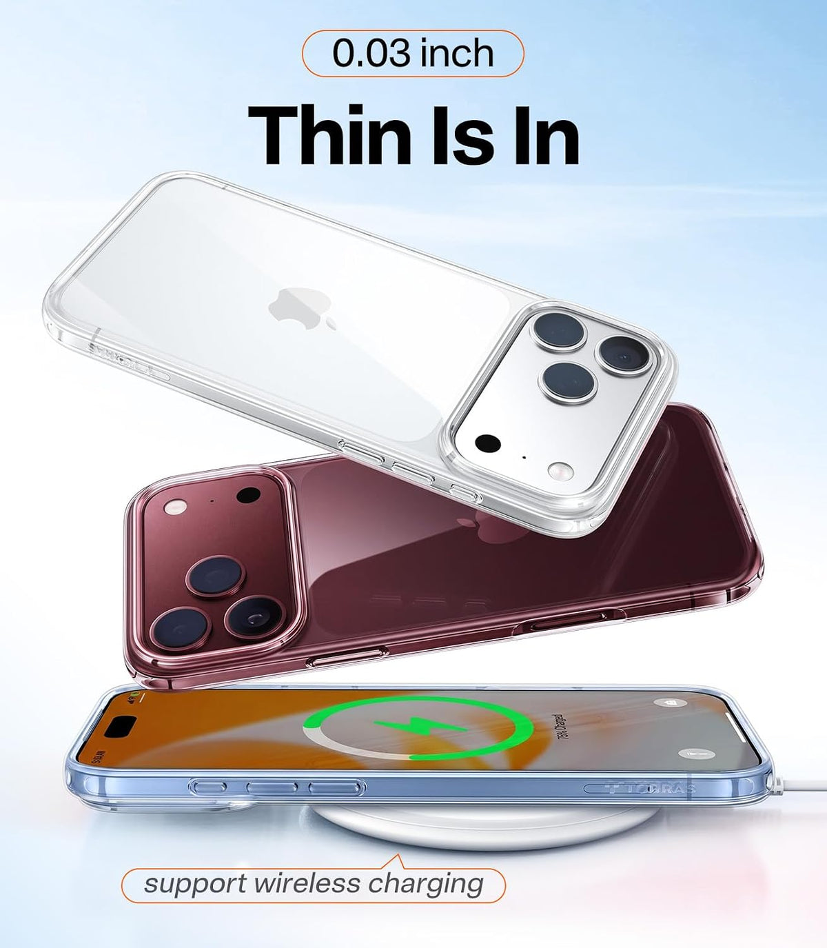 Transparent phone case for iPhone 18 Pro, upgraded anti-yellowing, 6.3-inch.