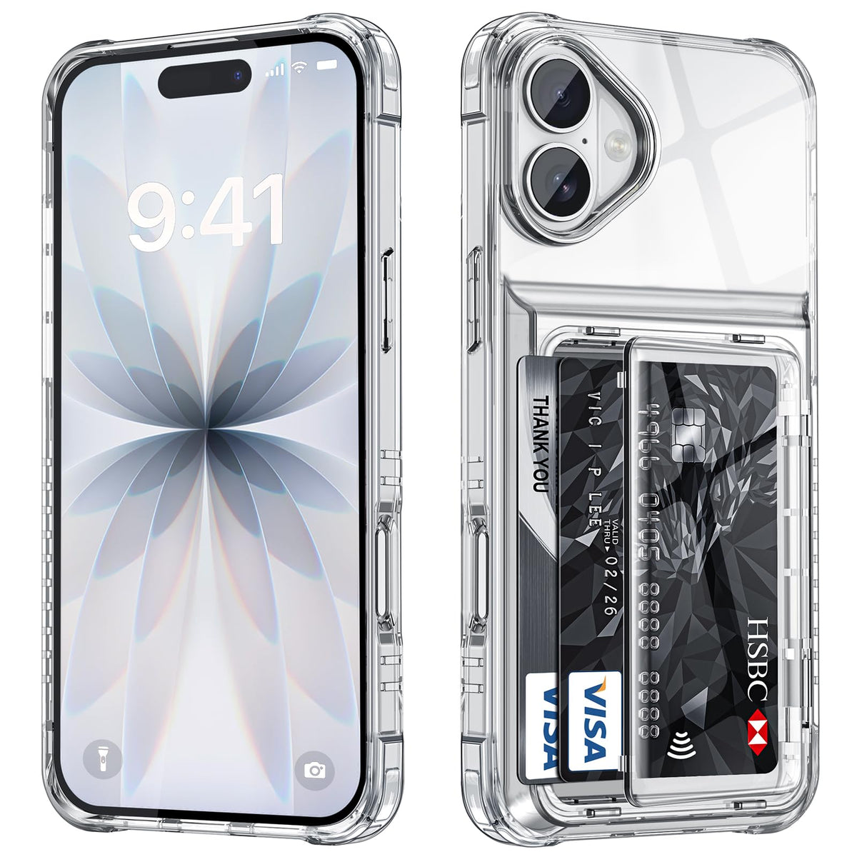 Shockproof hard PC case for iPhone 17 Pro with card slot