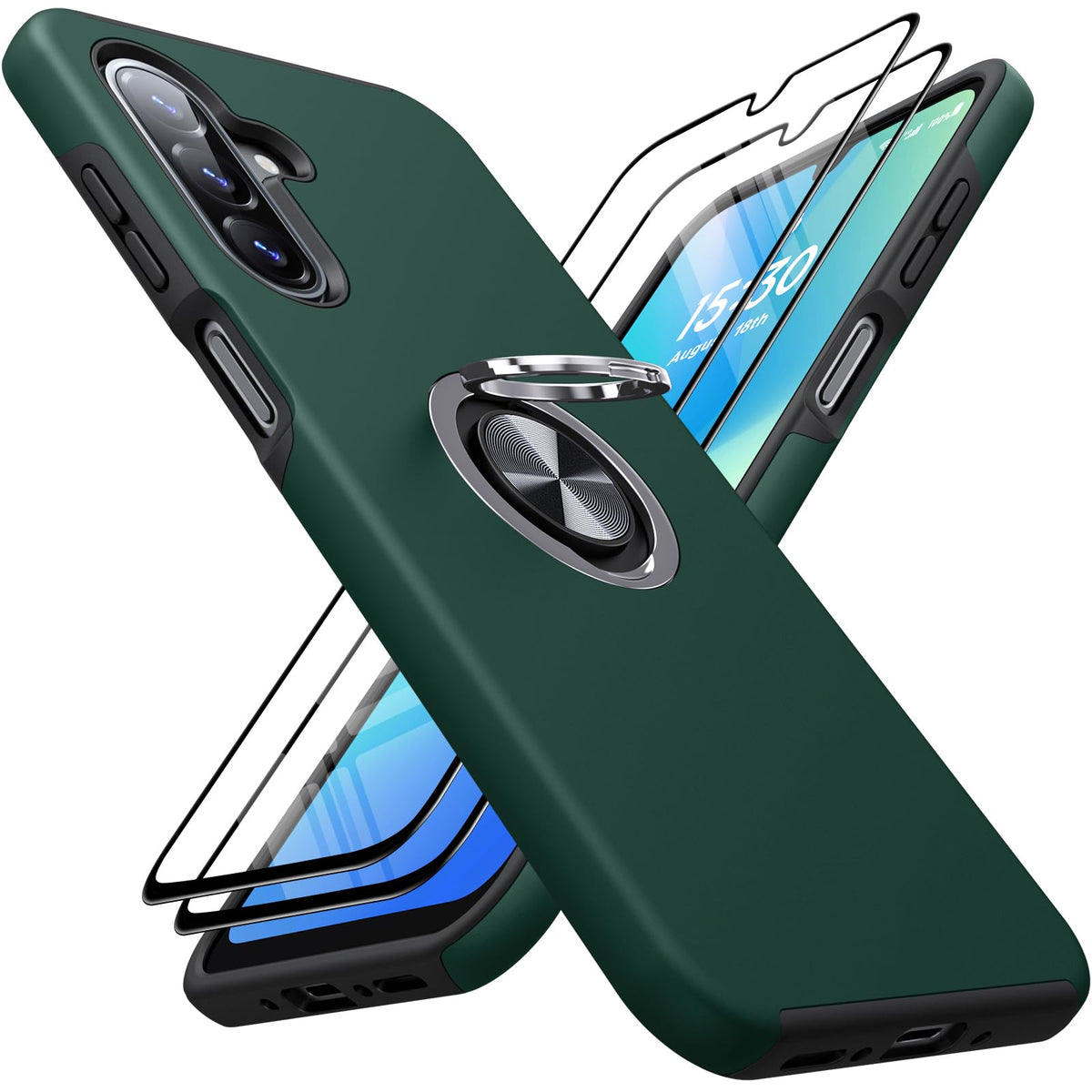 Shockproof phone case for Samsung Galaxy A56 5G, includes two screen protectors.
