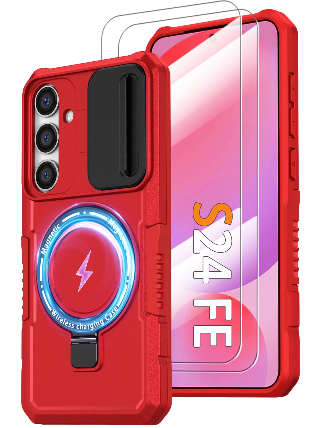 PC+TPU shockproof phone case for Samsung Galaxy S21 FE, includes 2 sc