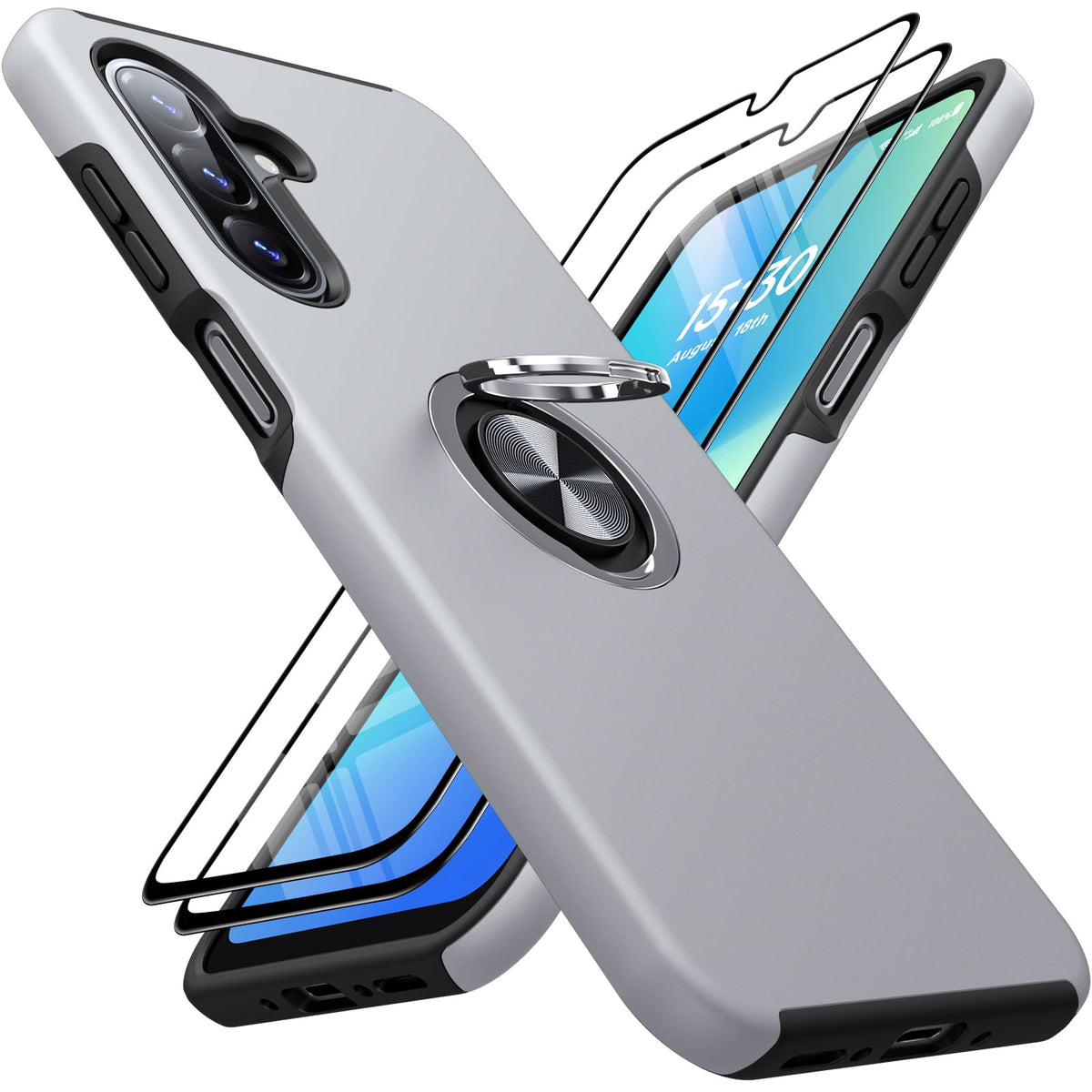 Shockproof phone case for Samsung Galaxy A56 5G, includes two screen protectors.
