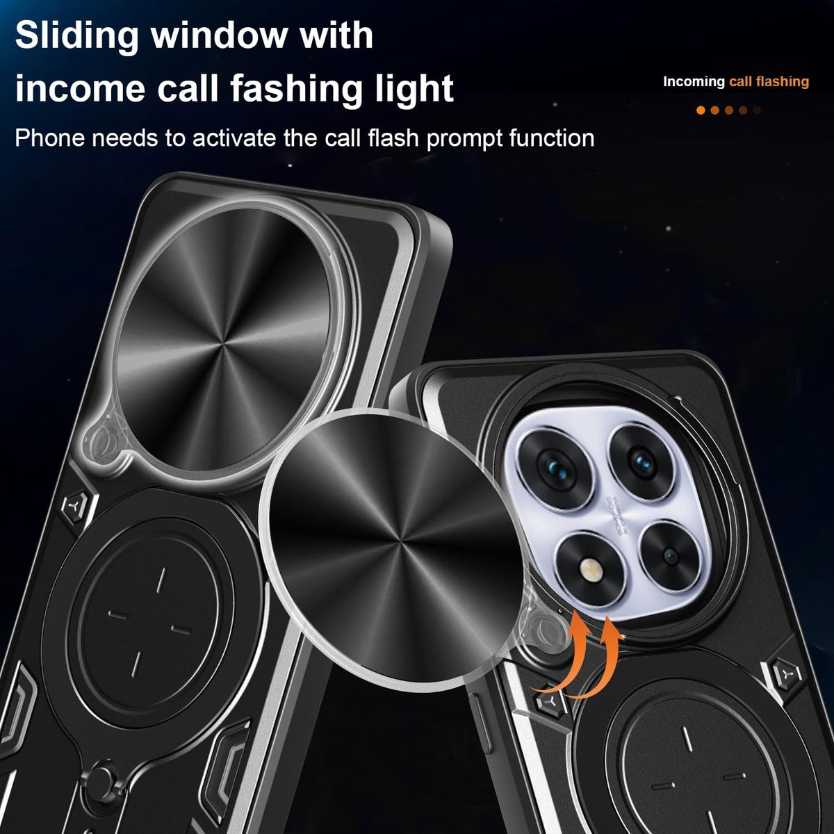TPU phone case for Xiaomi Redmi Note 14 Pro 5G, with tempered glass screen protector and ring holder.