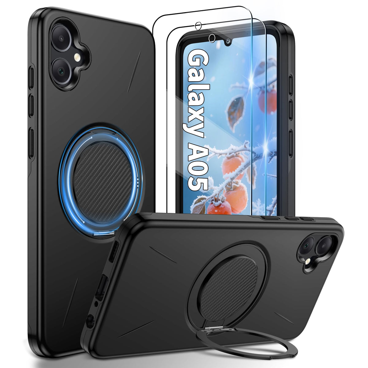 Shockproof phone case for Samsung A16: 2 HD screen protectors
