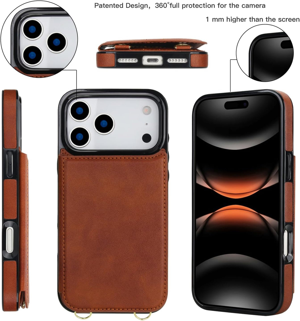 Wallet PU Leather Phone Case for iPhone 17 Pro RFID Blocking 