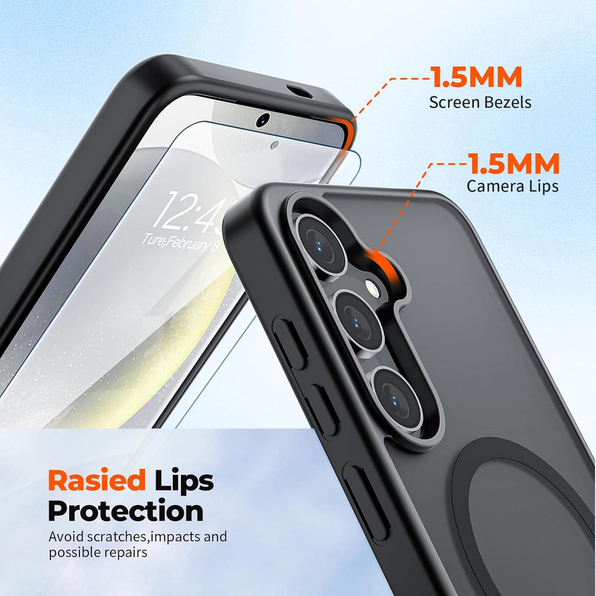 Transparent shockproof magnetic phone case for Samsung Galaxy S25 Ultra with screen protector