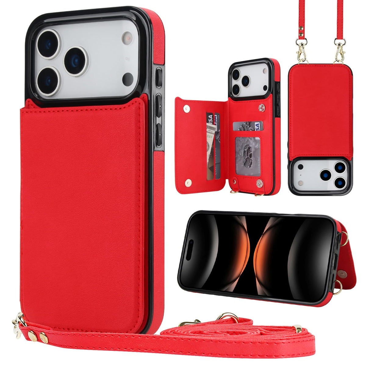 Wallet PU Leather Phone Case for iPhone 17 Pro RFID Blocking 
