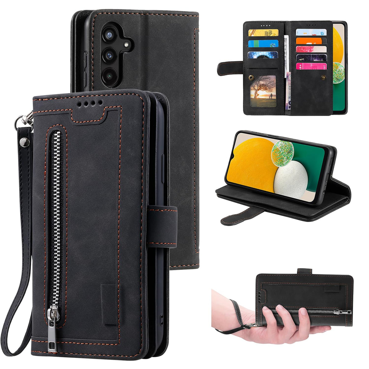 Wallet-style leather phone case for Samsung Galaxy S26 Ultra, retro style