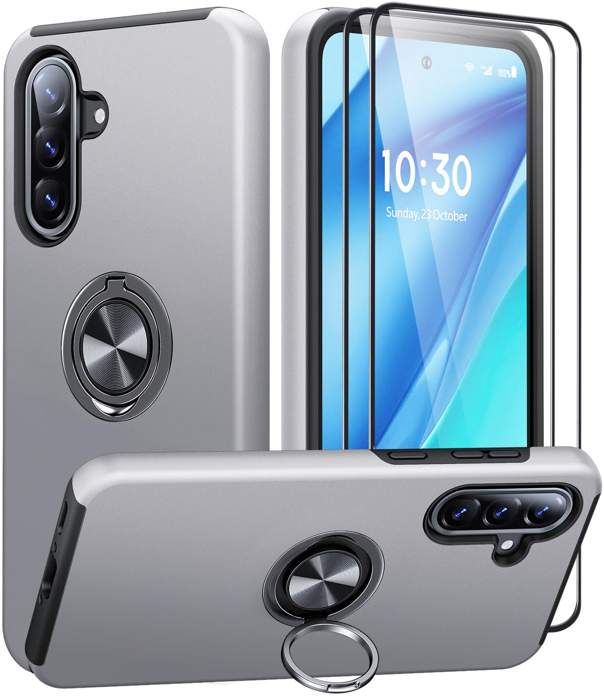 Shockproof phone case for Samsung Galaxy A56 5G, includes two screen protectors.