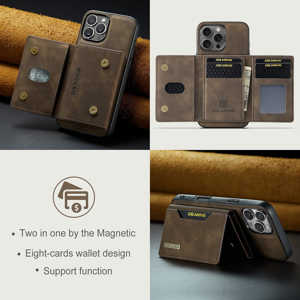 Leather phone case with card slot for iPhone 17 Pro Max