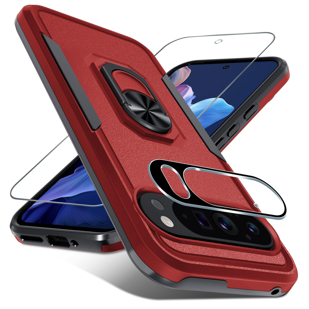 TPU phone case for Google Pixel 10/10 Pro with built-in metal ring holder