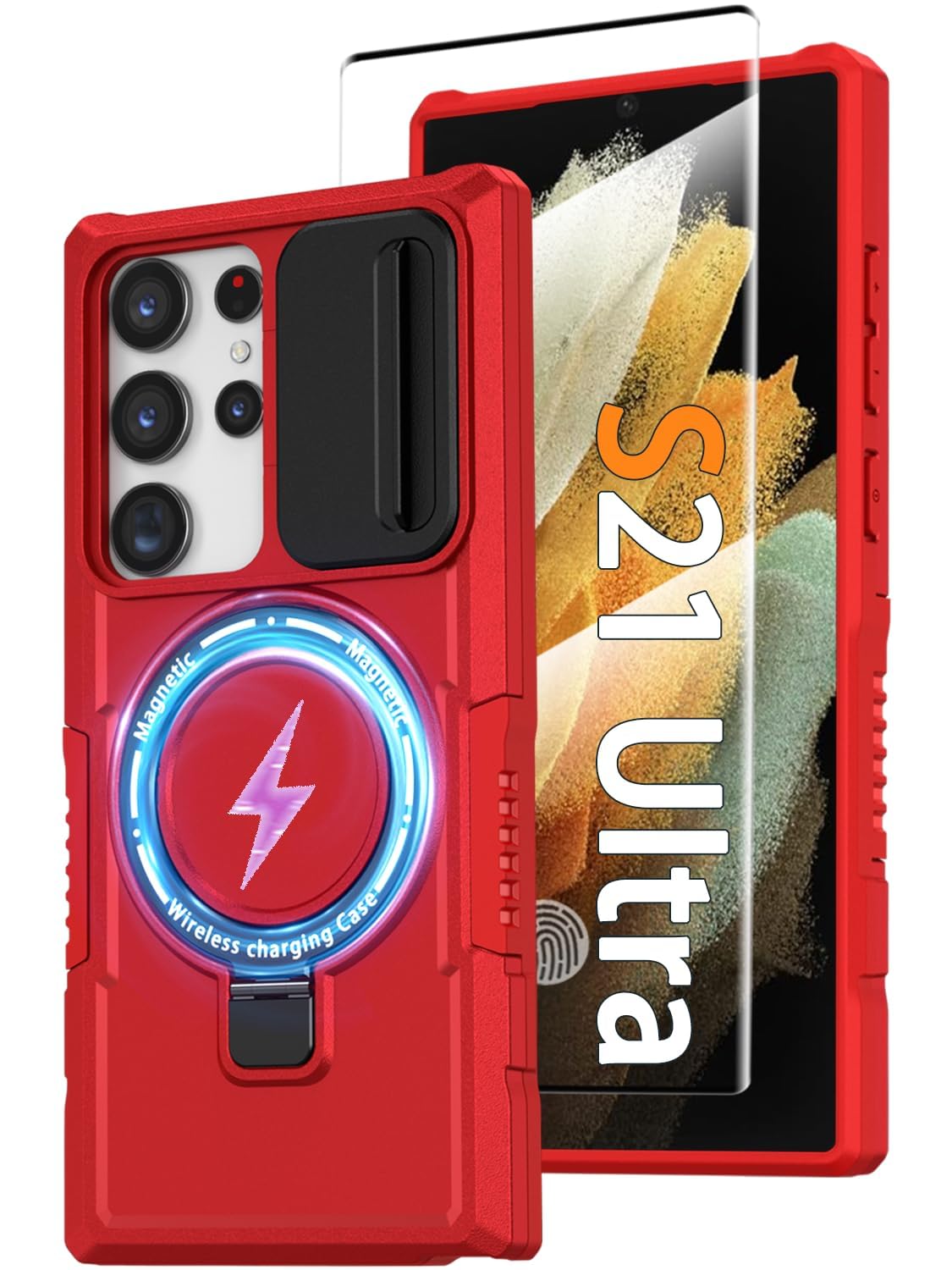 PC+TPU shockproof phone case for Samsung Galaxy S21 FE, includes 2 sc