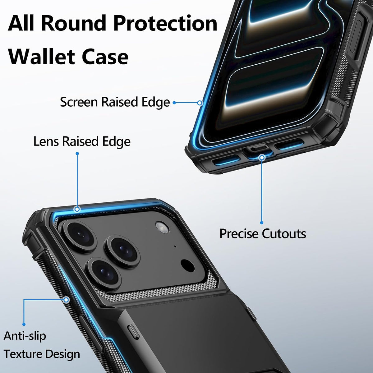 TPU+PC shockproof and drop-proof phone case with card slot for iPhone 17 Pro