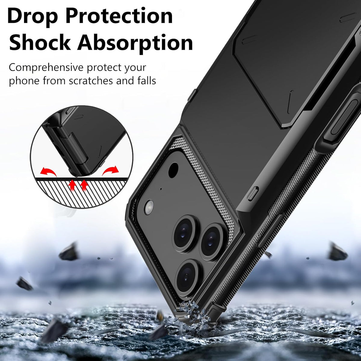 TPU+PC shockproof and drop-proof phone case with card slot for iPhone 17 Pro
