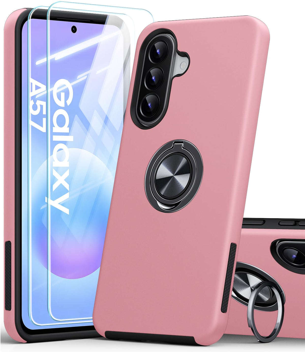 Shockproof phone case for Samsung Galaxy A56 5G, includes two screen protectors.