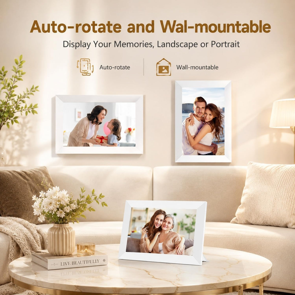 Frameo Digital Photo Frame 10.1 Inch WiFi Digital Picture Frame with 16GB Storage, IPS Touch Screen HD Display, Auto-Rotate, Slideshow, Share Moments via Free APP - Gift for Family and Friends