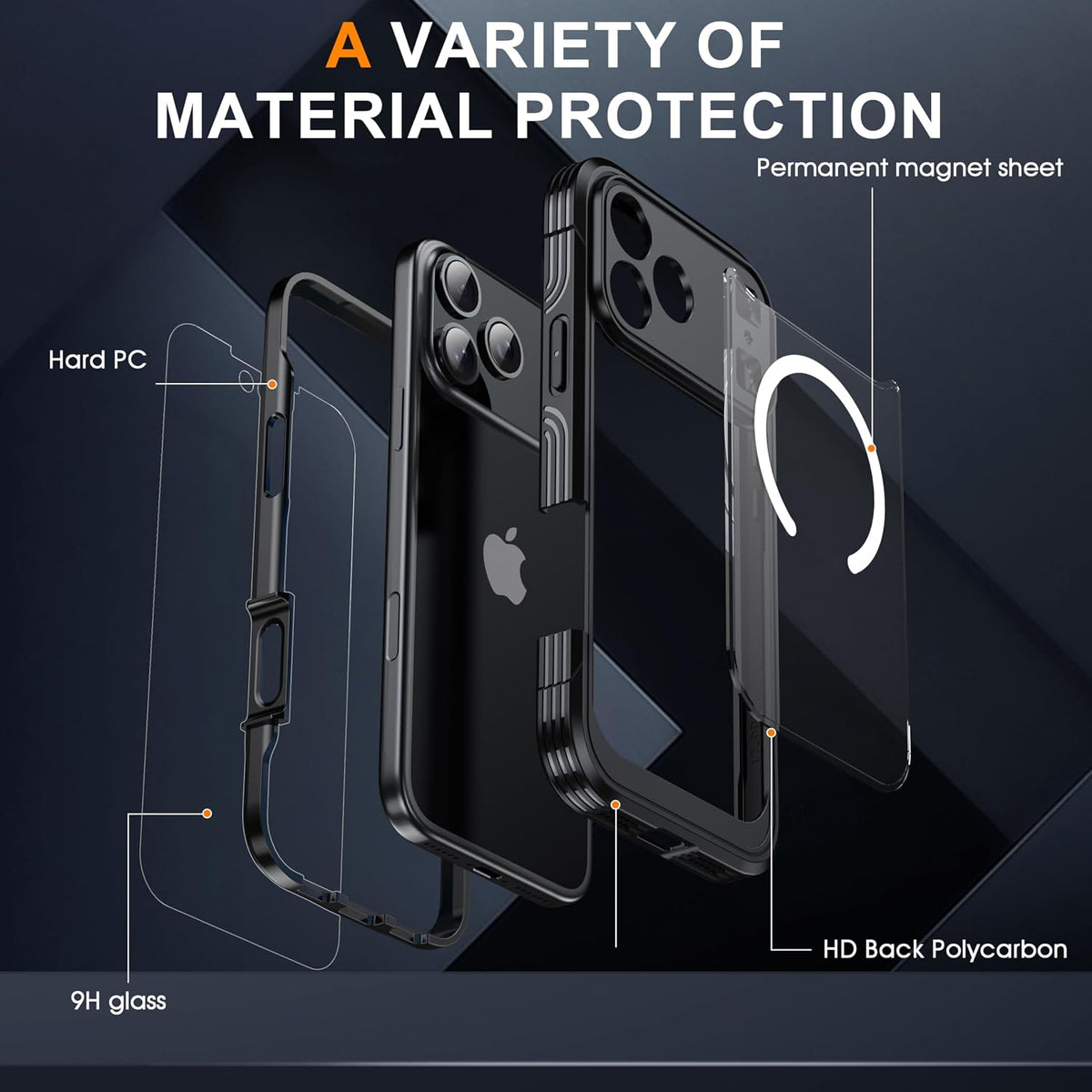 Shockproof Magnetic phone case for iPhone 17 Pro Max, military-grade 