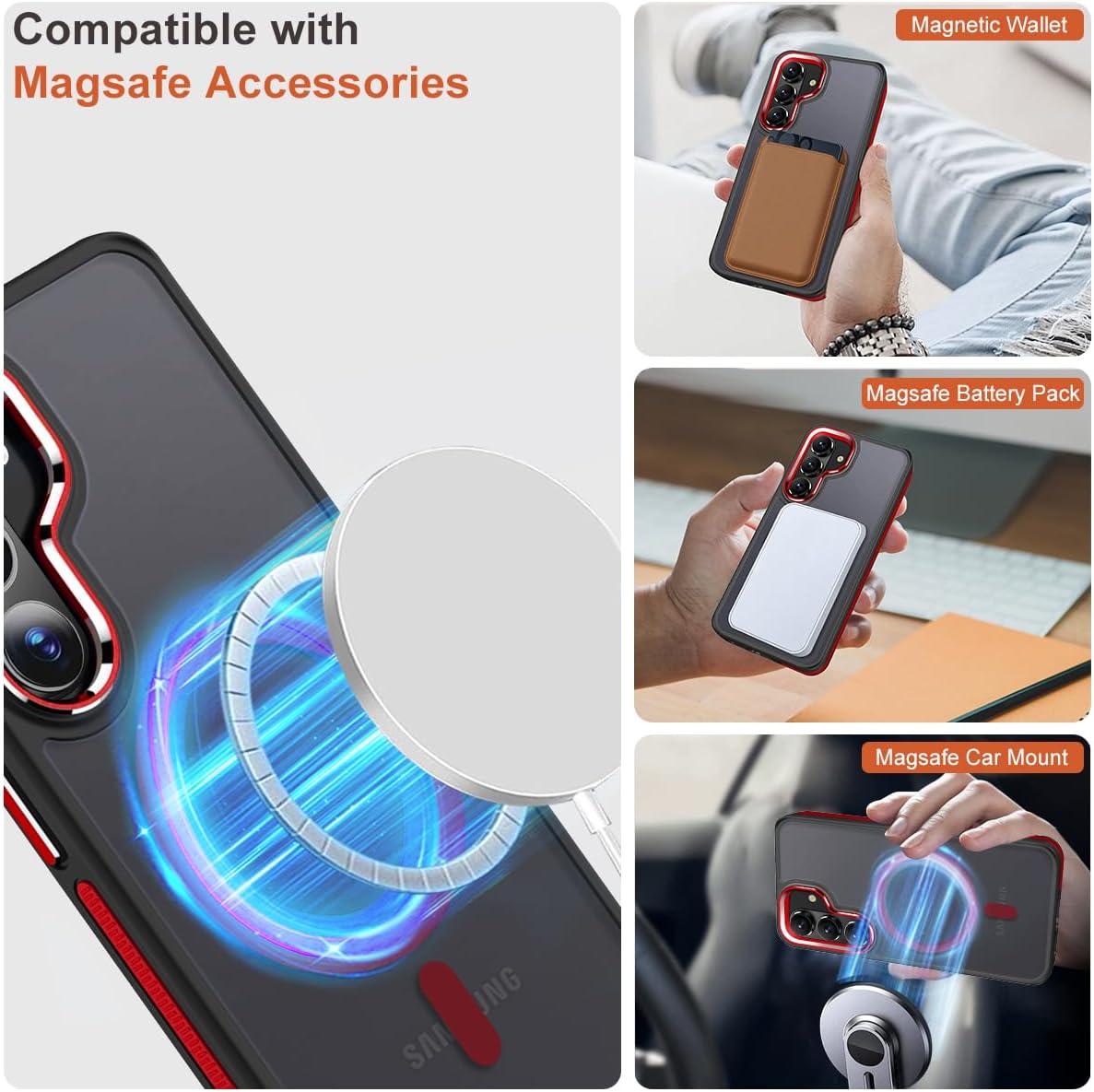 Anti-slip and shockproof phone case for Samsung Galaxy S23, compatible with MagSafe