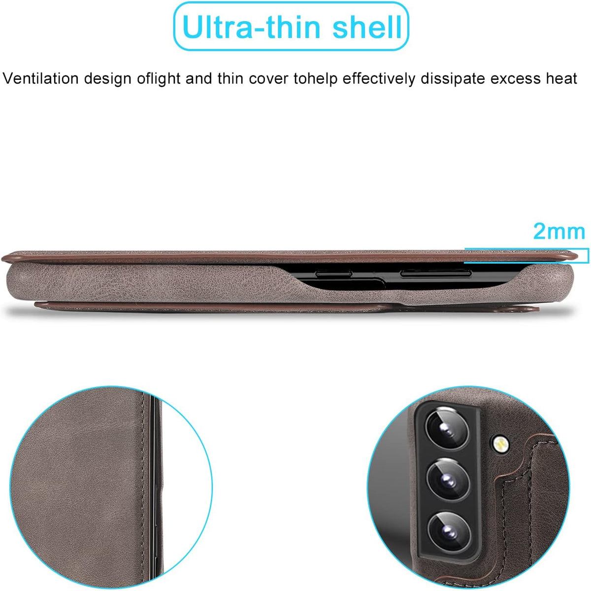 PU+PC leather shockproof phone case for Samsung  Galaxy S22 Plus stand