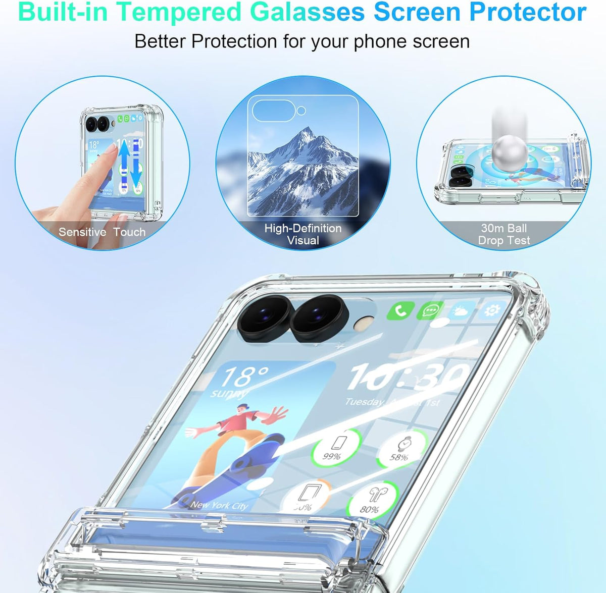 Shockproof transparent phone case for Samsung Galaxy Z Flip 7
