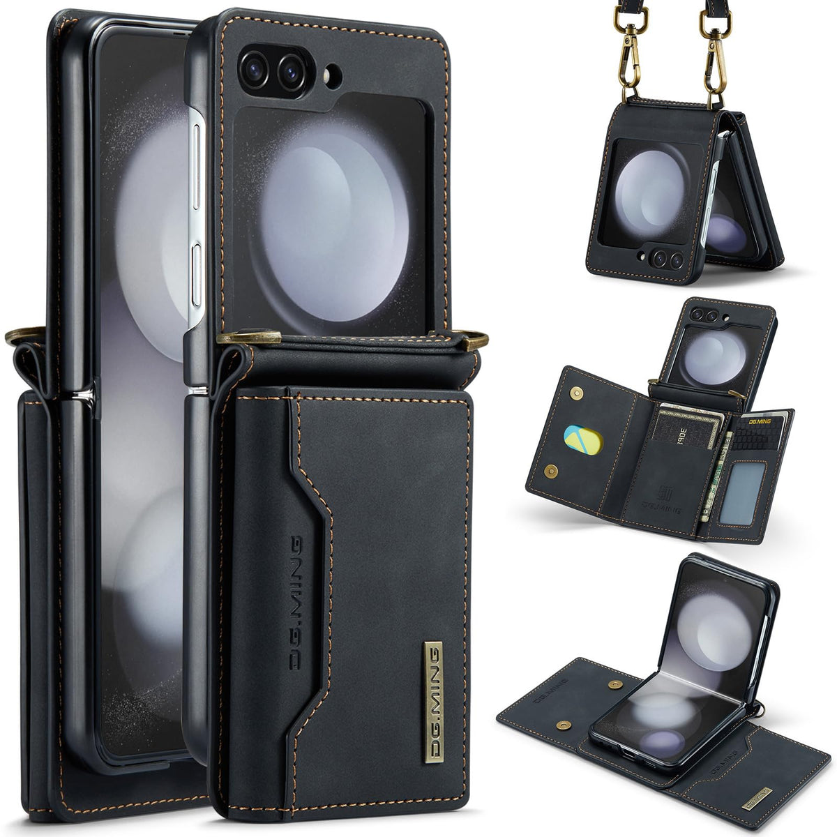 Crossbody wallet style leather phone case for Samsung Galaxy Z Flip 6