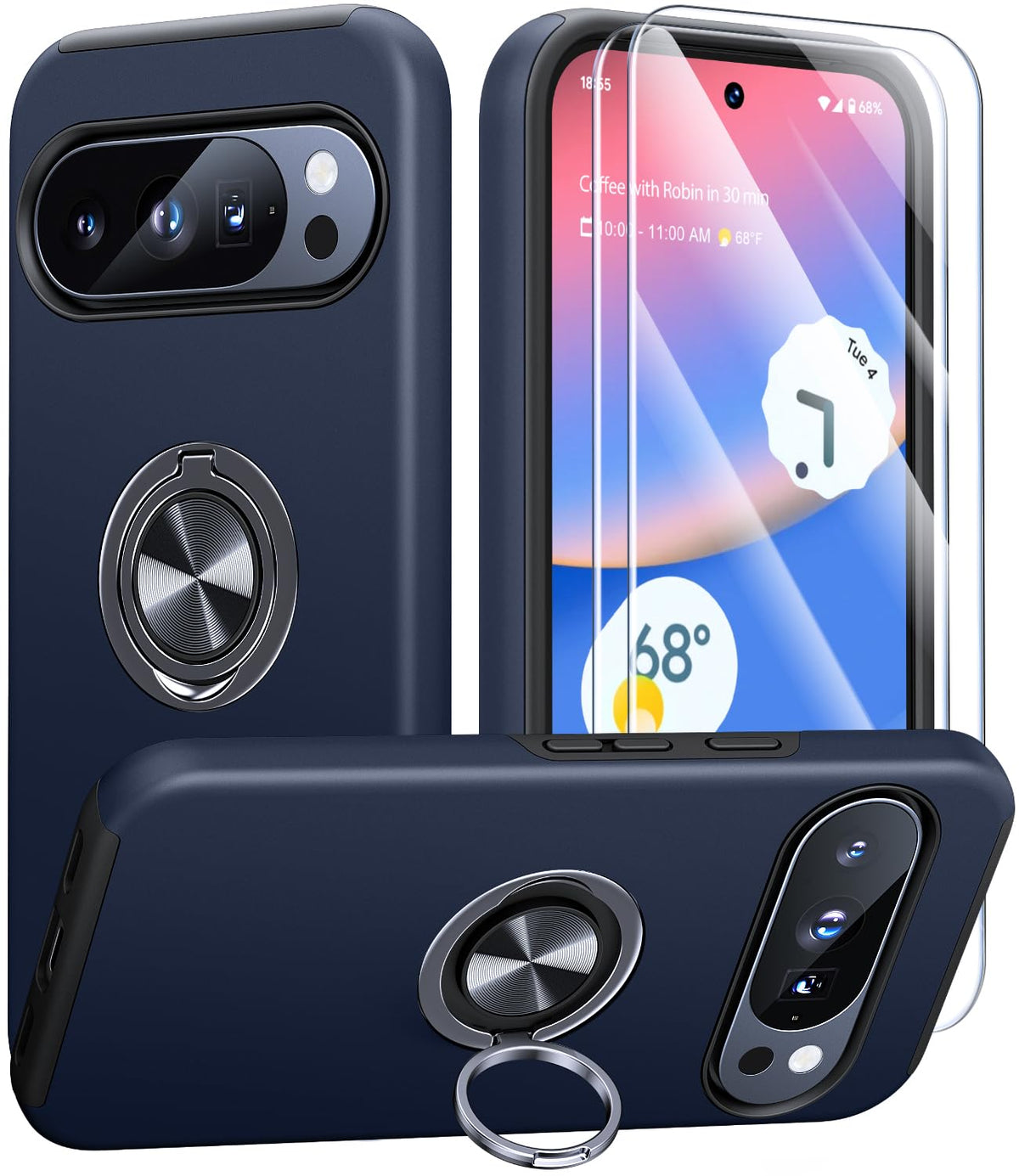 Shockproof phone case for Samsung Galaxy A56 5G, includes two screen protectors.