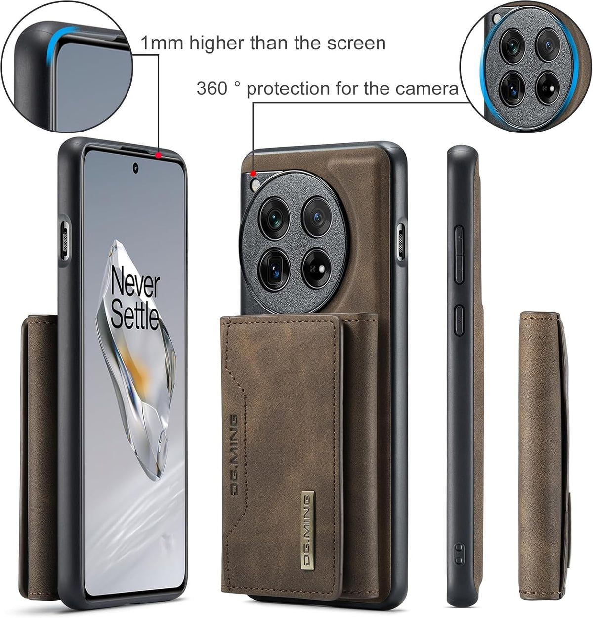 Shockproof Wallet Phone Case for OnePlus 12 | 2-in-1 Magnetic Kicksta