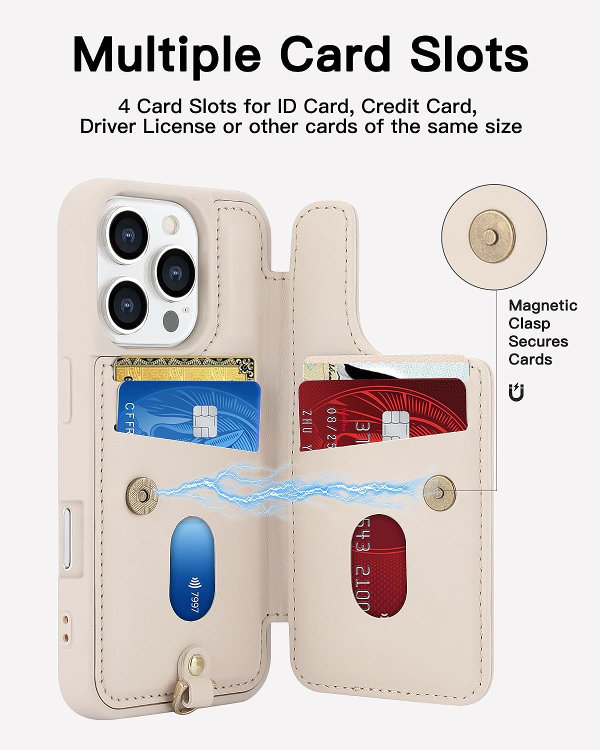 Wallet-style Card Holder Phone Case Stand for iPhone 16 Pro