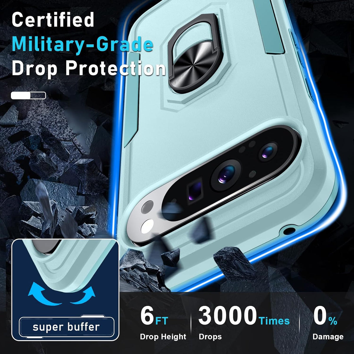 TPU phone case for Google Pixel 10/10 Pro with built-in metal ring holder