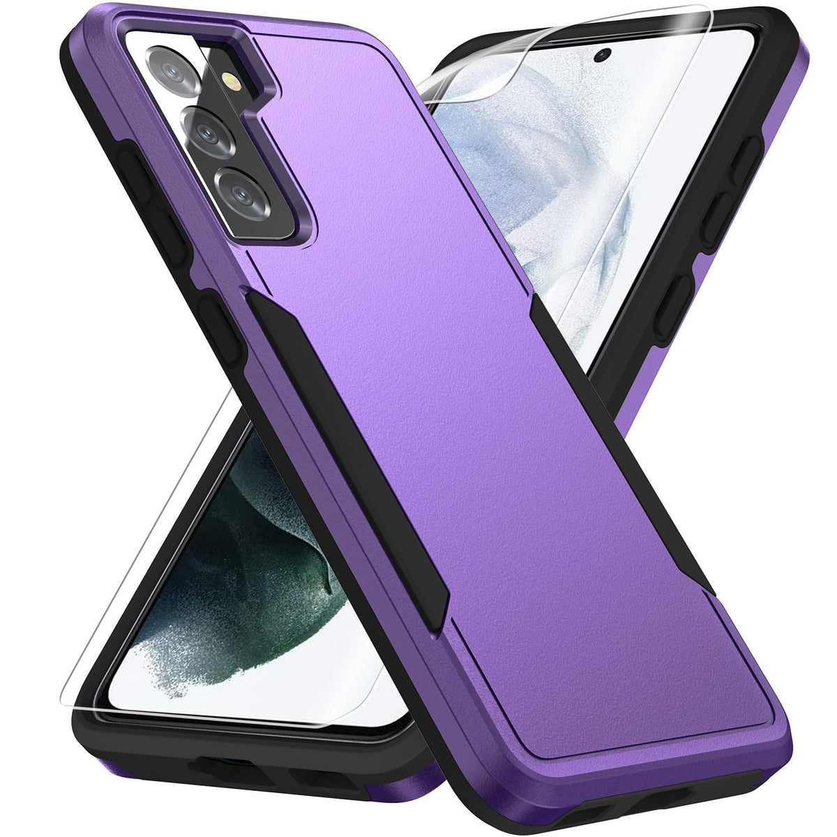 Military-grade shockproof phone case for Samsung Galaxy S21，Includes 1 tempered glass screen protector