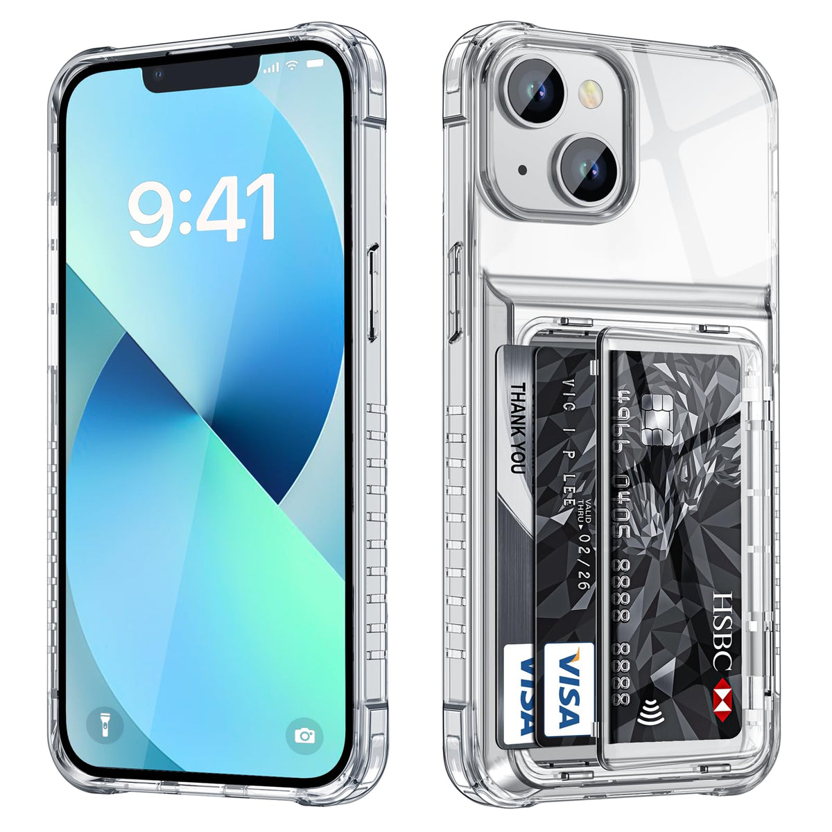 Shockproof hard PC case for iPhone 17 Pro with card slot