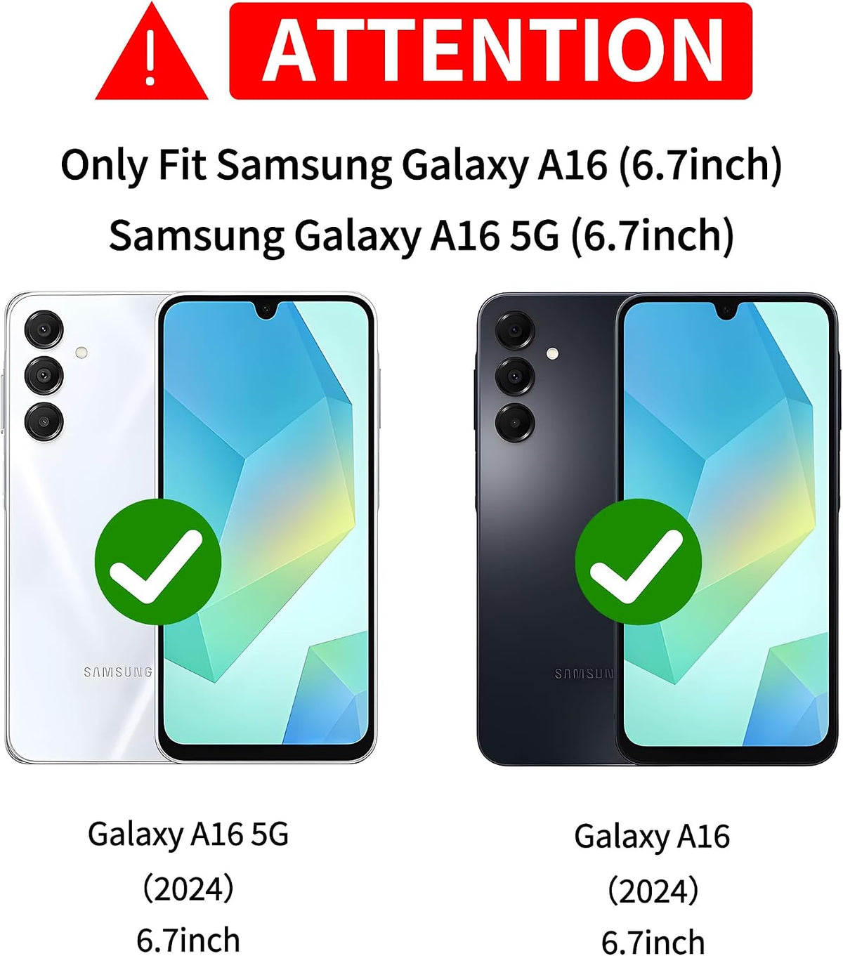 Shockproof phone case for Samsung A16: 2 HD screen protectors