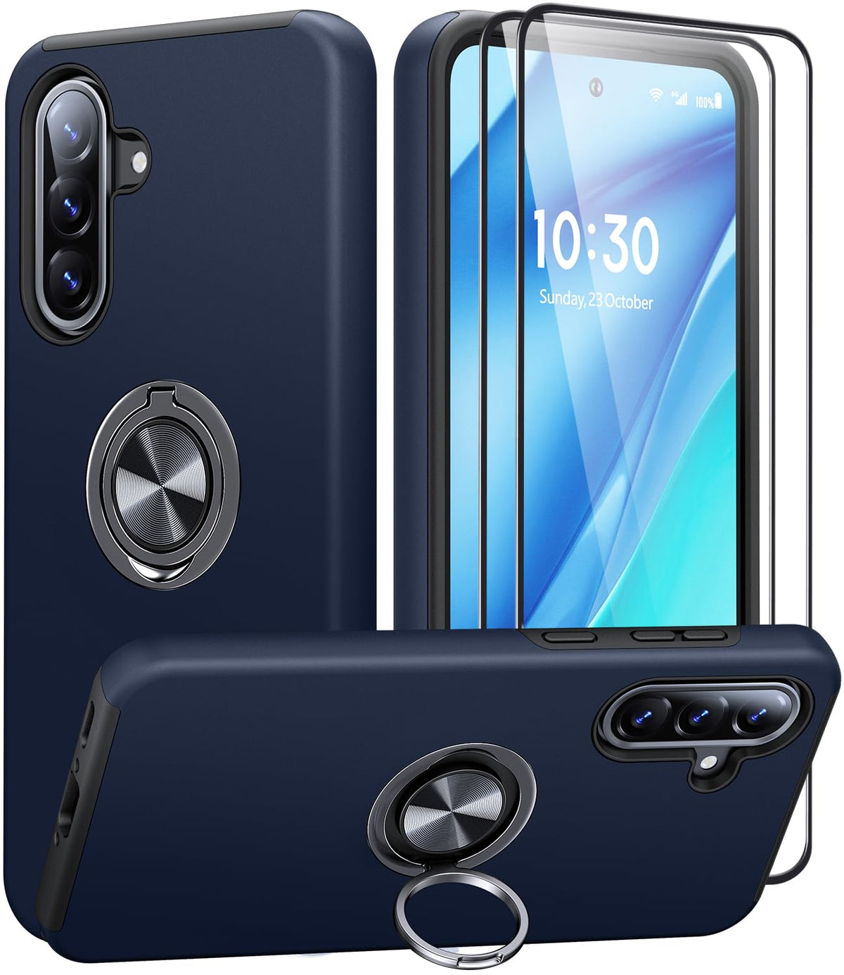 Shockproof phone case for Samsung Galaxy A56 5G, includes two screen protectors.