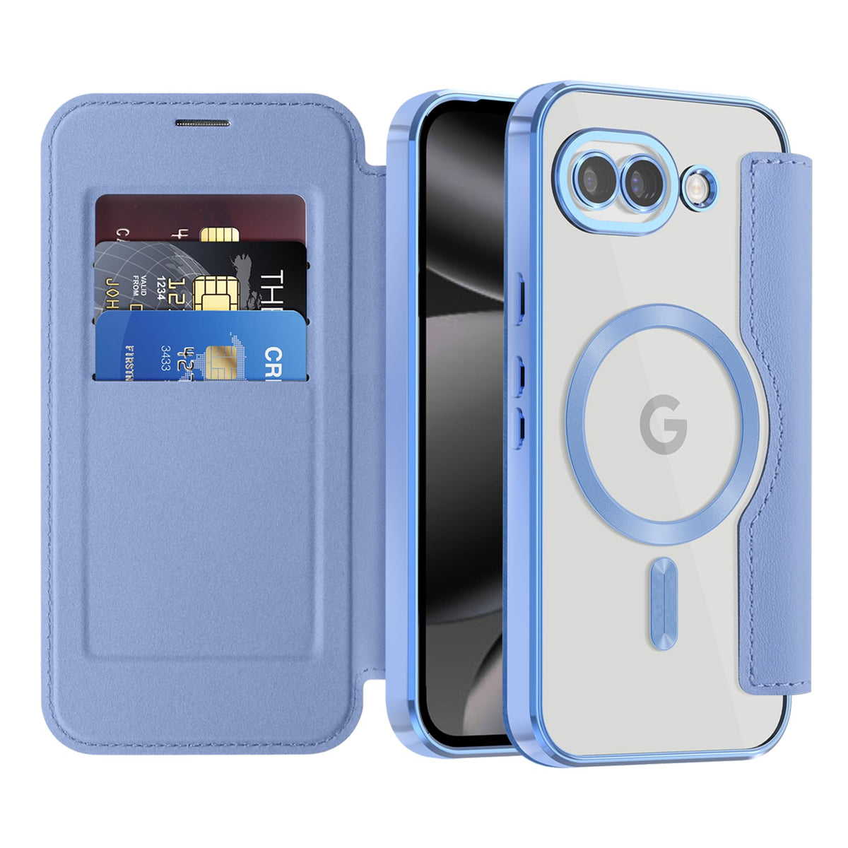 Flip wallet-style PU leather phone case for Google Pixel 10, MagSafe compatible.