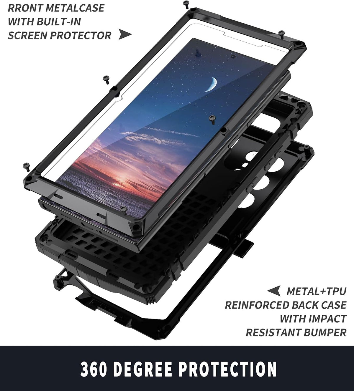 Military Grade Shockproof Metal Phone  Case for Samsung Galaxy S25  Glass Screen Protector
