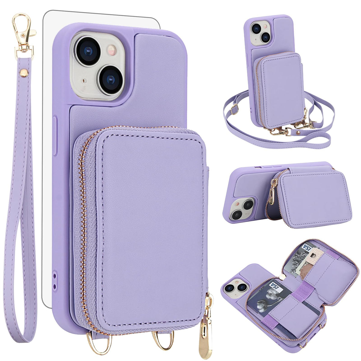 PU+TPU Leather Wallet Case With Screen Protector for iPhone 17 Pro Max