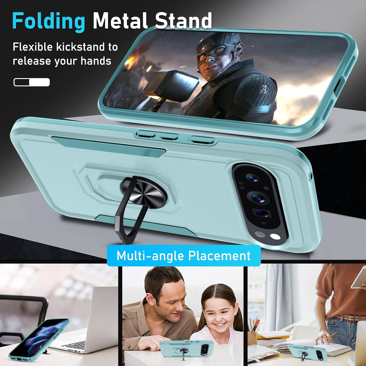 TPU phone case for Google Pixel 10/10 Pro with built-in metal ring holder