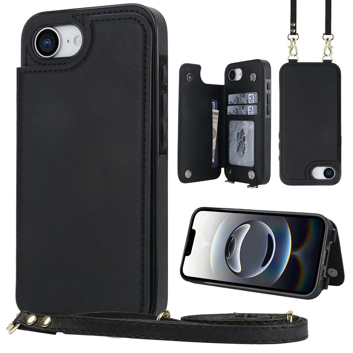 Wallet PU Leather Phone Case for iPhone 17 Pro RFID Blocking 